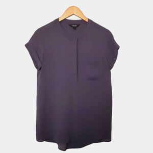 Women's Simply Vera WANG Dark Gray Flowy Stretch Ribbed Short Sleeve Blouse S